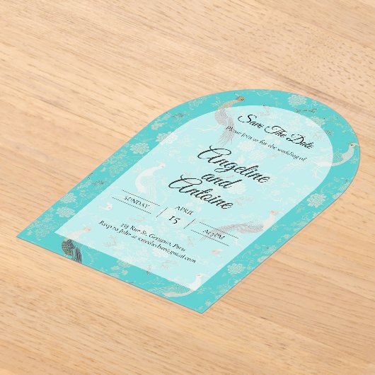 Secret d'Indochine luxury Chinoiserie pattern アクリル招待状 (レイダウン)