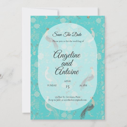 Secret d'Indochine luxury Chinoiserie pattern 招待状 (正面)