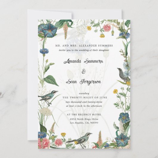 Secret Garden Wildflowers Wedding Invitation 招待状 (正面)