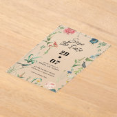 Secret Garden Wildflowers Wedding Save The Date アクリル招待状 (レイダウン)