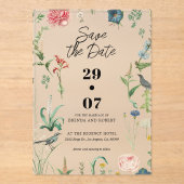 Secret Garden Wildflowers Wedding Save The Date アクリル招待状 (正面)