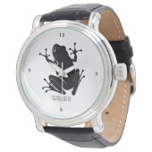Secret Heart Frog Vintage Black Leather Scientific 腕時計 (アングル)