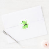 Secret Heart "GO" Green Flying Frog Classic Round ラウンドシール (封筒)