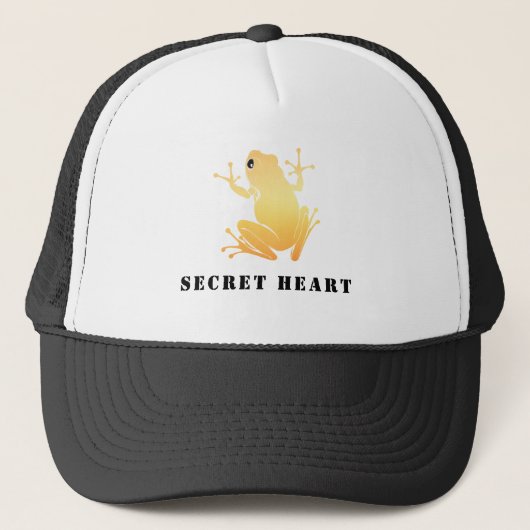 Secret Heart Gold Frog Custom Text Trucker  キャップ (正面)