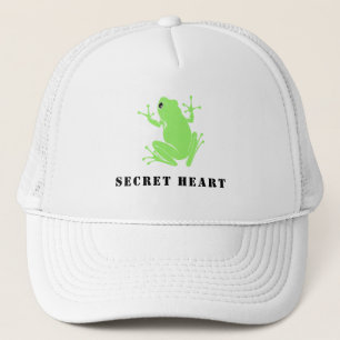 Secret Heart Green Frog Custom Text Trucker キャップ