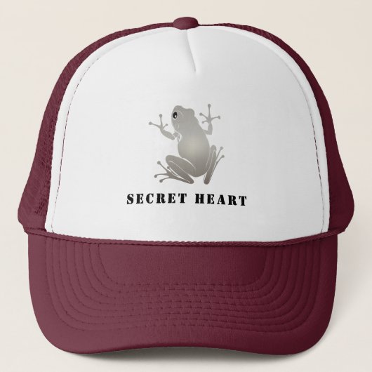Secret Heart Silver Frog Custom Text Trucker キャップ (正面)