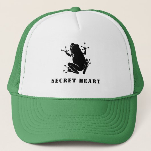 Secret Heart Vintage Frog Custom Text Trucker キャップ (正面)