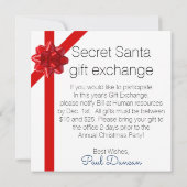 Secret Santa情報の従業員への招待 (裏面)