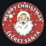 Secret Santa Christmasのステッカーラベル ラウンドシール<br><div class="desc">ギフトラッピング用の秘密サンタクリスマスステッカー。</div>