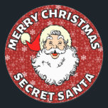 Secret Santa Christmasのステッカーラベル ラウンドシール<br><div class="desc">ギフトラッピング用の秘密サンタクリスマスステッカー。</div>