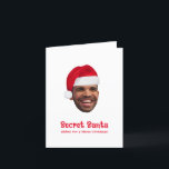 Secret Santa Christmasカスタムフォトカード サンキューカード<br><div class="desc">秘密のサンおもしろいタカスタム顔の写真と文字の折り畳みカード。クリスマスカー素晴らしドは休日の精神を広める方法である。クラシッククリスマスカードは、あなたのリスト上の全ての人のために完璧である。これらの小さなクリスマスと休日のメッセージは、あなたのカードの受信者は、今年のこの特別な考える時間の間にあなたが本当に彼らの彼らのものであることを知らせる。</div>