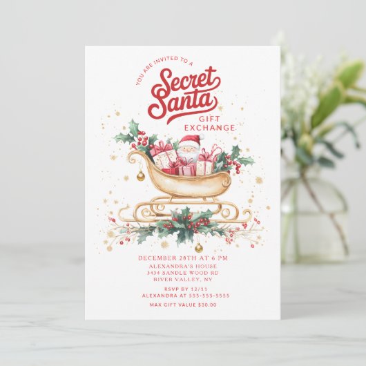 Secret Santa Gift Exchange Invitation 招待状 (スタンド正面)