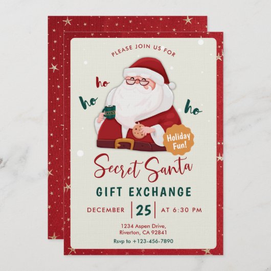 Secret Santa Gift Exchange Invite 招待状 (正面/裏面)