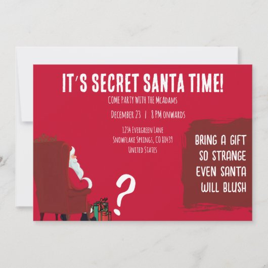 Secret Santa Party – Funny Invitation Card 招待状 (正面)