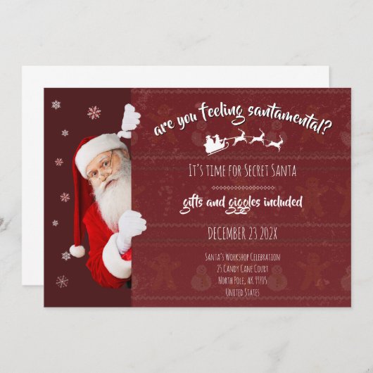 Secret Santa Party – Gifts & Giggles Invite (正面/裏面)