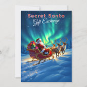 Secret Santa Sleigh & Northern Lights 5x7 Party 招待状 (正面)