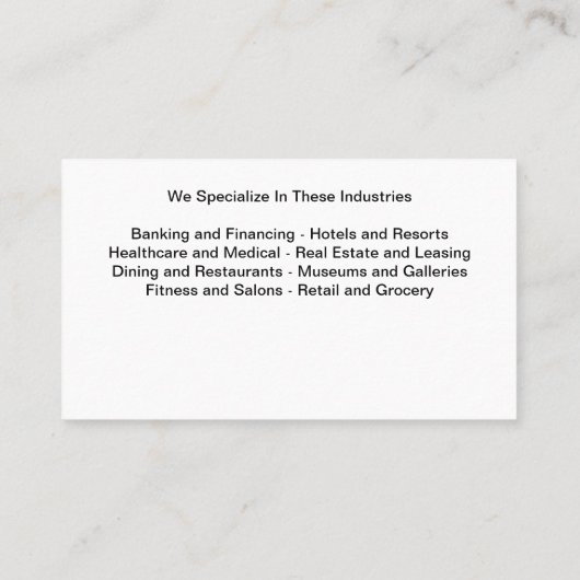 Secret Shopper Business Services 名刺 (裏面)