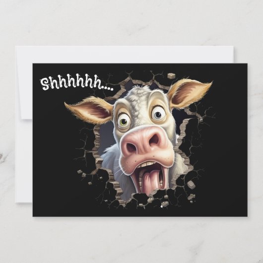 Secret Surprise Party Invite | Shhh Cow 招待状 (正面)