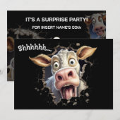 Secret Surprise Party Invite | Shhh Cow 招待状 (正面/裏面)