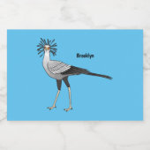 Secretary bird cartoon illustration フードラベル (シングルラベル)