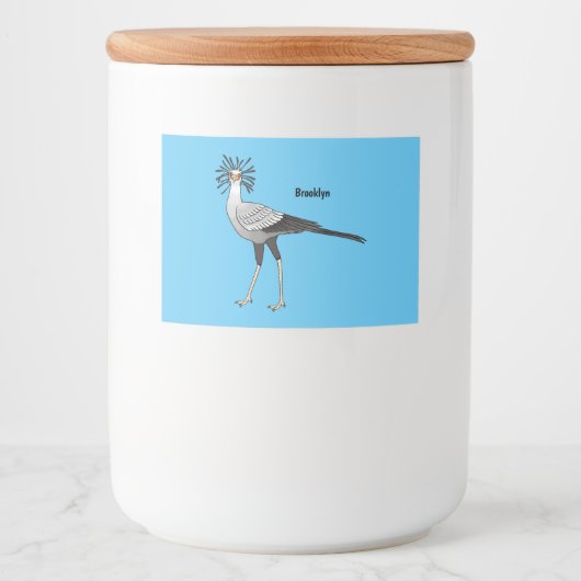 Secretary bird cartoon illustration フードラベル (正面)