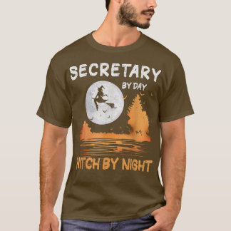 Secretary By Day Witch By Night Women Halloween746 Tシャツ