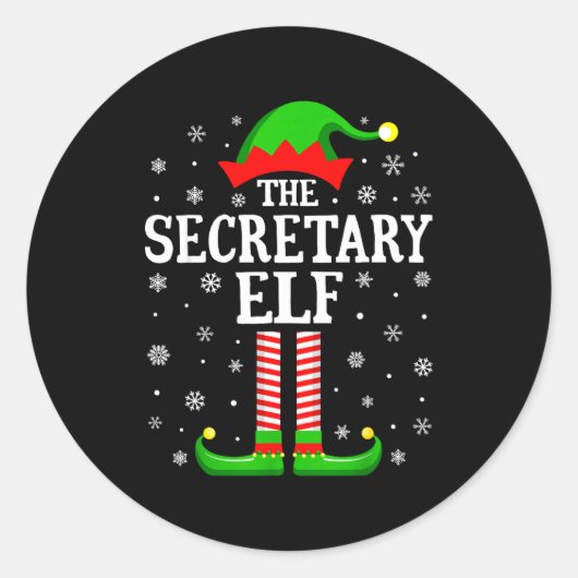 Secretary Elf Funny Christmas Family Matching  ラウンドシール (正面)