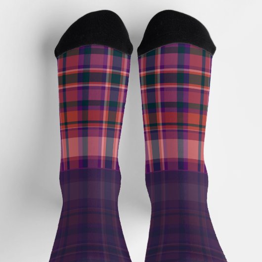 Secretly Wild dark purple plaid ソックス (上部)