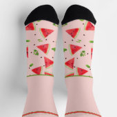 Secretly Wild Watermelon Slices on Mild Pink ソックス (上部)