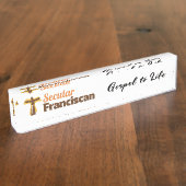 Secular Franciscan Desk Nameplate with motto デスクネームプレート (側面)