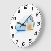 Secure Cloud Storage Icon with Padlock ラージ壁時計 (傾斜)