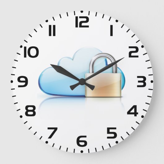Secure Cloud Storage Icon with Padlock ラージ壁時計 (正面)