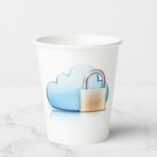 Secure Cloud Storage Icon with Padlock 紙コップ (正面)