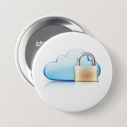 Secure Cloud Storage Icon with Padlock 缶バッジ (正面&裏面)