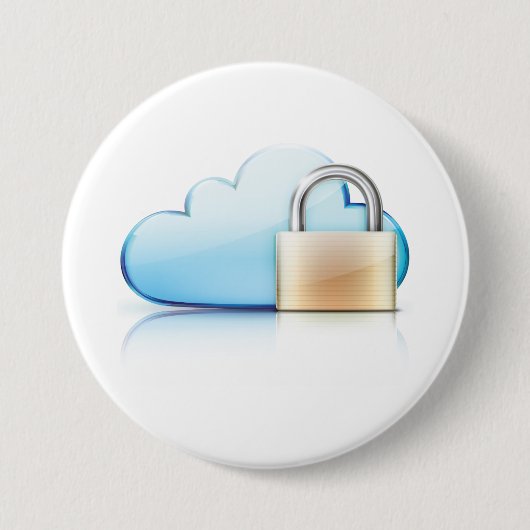 Secure Cloud Storage Icon with Padlock 缶バッジ (正面)
