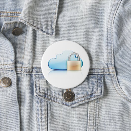 Secure Cloud Storage Icon with Padlock 缶バッジ (インサイチュ)