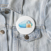 Secure Cloud Storage Icon with Padlock 缶バッジ