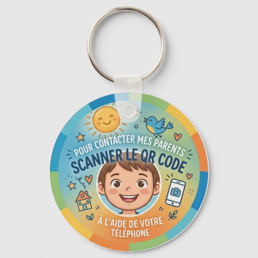 Sécurité Enfant QR Code Pour contacter parents キーホルダー (正面)