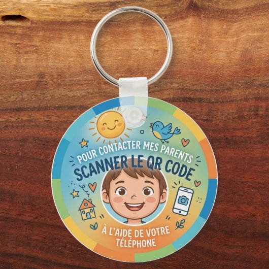 Sécurité Enfant QR Code Pour contacter parents キーホルダー (正面)