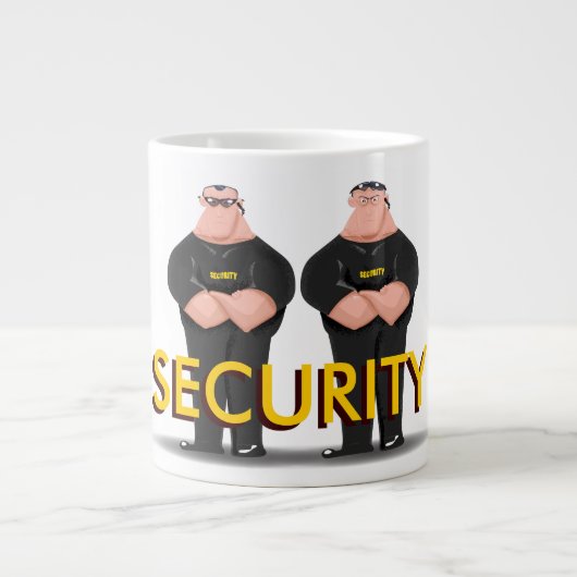 SECURITY! 2人のおもしろいドアマン ジャンボコーヒーマグカップ (正面)