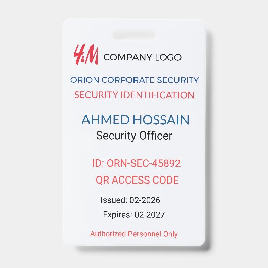 Security Badge | Company Badge – QR ID バッジ (正面)