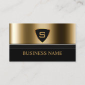 Security Bodyguard Gold Shield Monogram Modern 名刺 (正面)