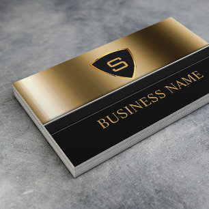 Security Bodyguard Gold Shield Monogram Modern 名刺