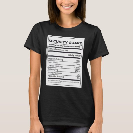 Security Guardの栄養情報 Tシャツ (正面)