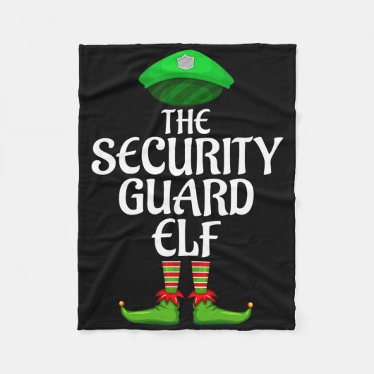 Security Guard Elf Matching Family Group Christmas フリースブランケット (正面)