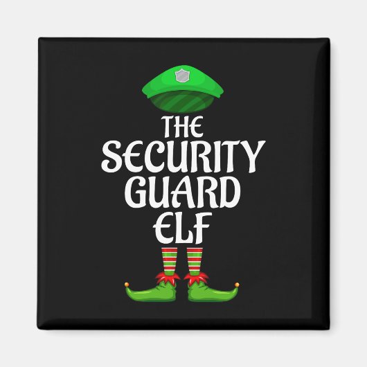 Security Guard Elf Matching Family Group Christmas マグネット (正面)