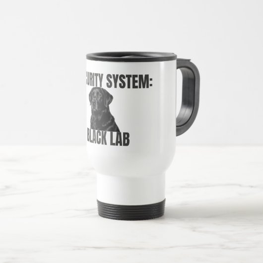 Security System Black Lab Travel Mug トラベルマグ (正面右)