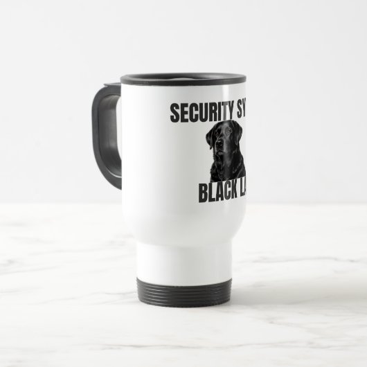 Security System Black Lab Travel Mug トラベルマグ (正面左)