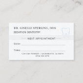 Sedation Dentistry Dentist Tooth Appointment Card 名刺 (正面)