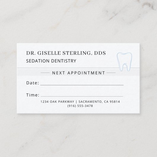 Sedation Dentistry Dentist Tooth Appointment Card 名刺 (正面)